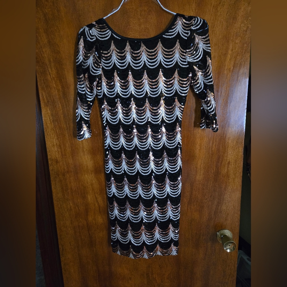 Formal Black and Gold Sequin Dress